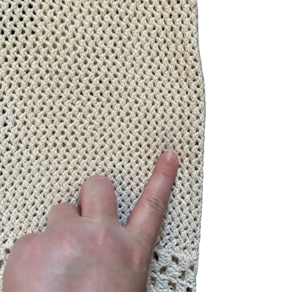 VTG Gina Peters Floral Embroidered Neutral Knit Vest 90s Grunge Cottagecore M - Picture 13 of 15